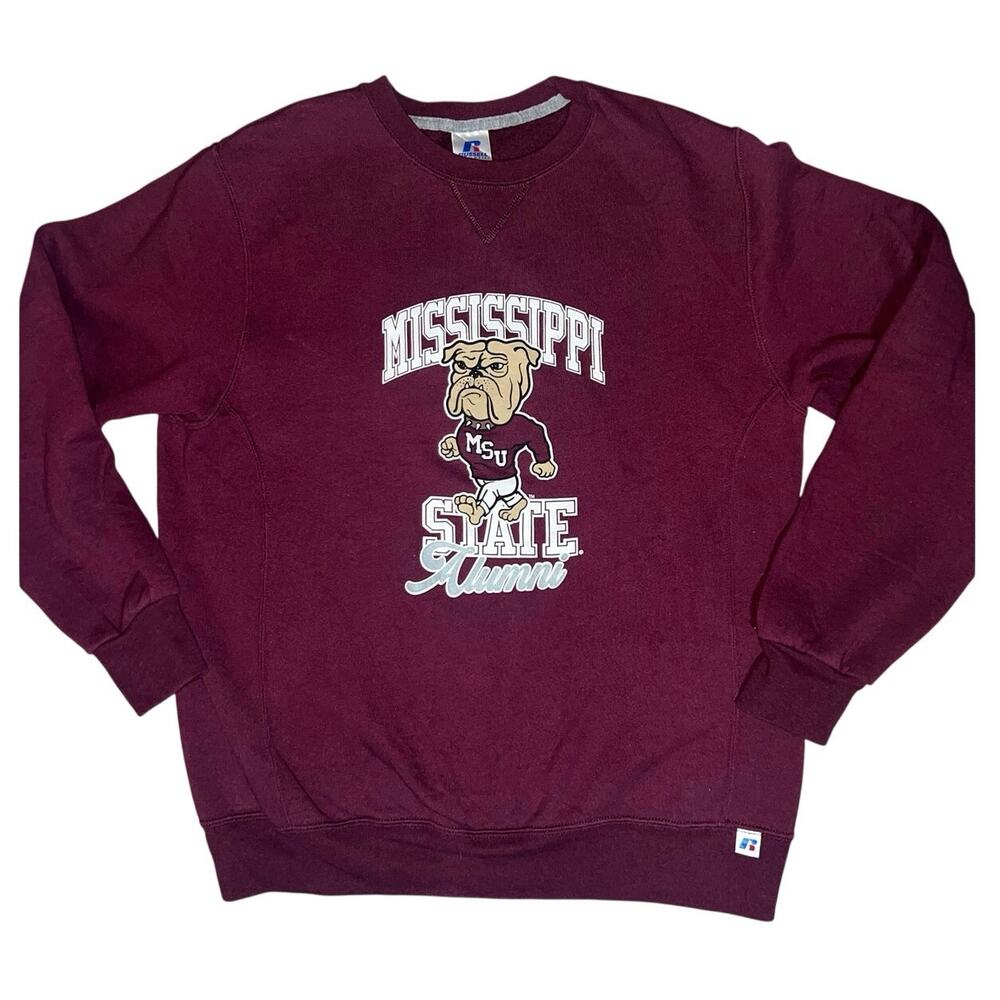 Russell Athletics Mississippi State Alumni bull dog sweatshirt medium burgundy